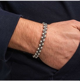 Resim Gümüş Oksitli Toplu Erkek Bileklik 