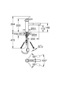 Resim Grohe Eviye Bataryası Spiralli Tek Akış Concetto Krom - 31129001 