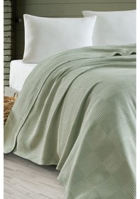 Resim Tek Kişilik %100 Pamuk Pike Örtü 160x230 Cm Karo Desenli Çağlayeşili Weave Serisi Çağlayeşili 