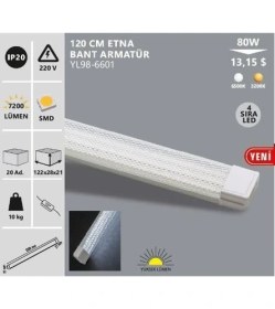 Resim Noas 80W Beyaz 120CM Etna Bant Armatür Beyaz Noas YL98-6601 