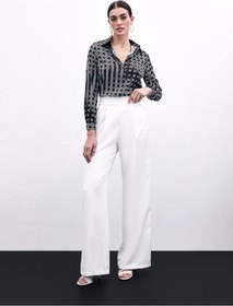 Resim Sateen Kare Desenli Gömlek - Siyah-135967 Siyah 
