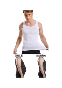 Resim Young Fit Erkek Göbek Toparlayıcı Sırt Beyaz Korse Atlet 