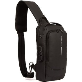 Resim Adelina Bags Hırsızlık Önleyici Şifreli Kilitli Usb Girişli Göğüs Omuz Çantası Siyah 