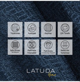 Resim Jakarlı Şönil Koltuk Örtüsü Çekyat Örtüsü Koltuk Şalı 110x175 2 Ad. Kaymaz Gece Mavisi Mavi 