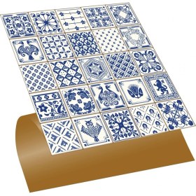 Resim Tink Kendinden Yapışkanlı Modern Mavi Karo Desenli Pvc Karo 30X30 cm (33 Adet) 3 m2 