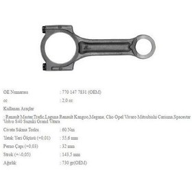 Resim Laguna 3 - Trafic 2.0 Dci M9R Piston Kolu 7701477831 