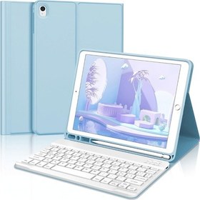 Resim Qpen Apple Uyumlu iPad Air 2 9.7 İnç Klavyeli Tablet Kılıfı Klavye + Stand 