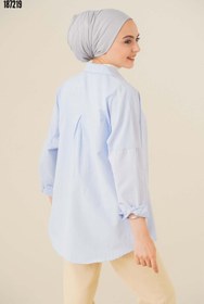 Resim 103901 Oversize Basic Tesettür Gömlek Açık Mavi 