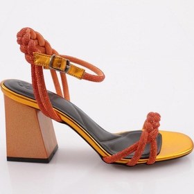 Resim Dgn 806 Kadin Silver Taş Burgulu Topuklu Sandalet 806-1922-R0199 Turuncu 