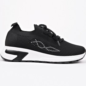 Resim Muggo MARTHA Kadın Kalın Taban Günlük Triko Taşlı Bağcıklı Sneaker Spor Ayakkabı 
