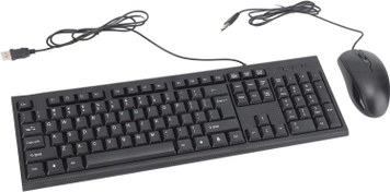 Resim Klavye Ve Fare Kombinasyonu, 104 Tuşlu Kablolu Bilgisayar Klavyesi, Ergonomik USB Kablolu Tuş Takımı Ve Fare Seti, Masaüstü Dizüstü Bilgisayar Için 