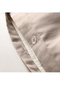 Resim Çift Kişilik Nevresim Takımı, Açık Bej Renk-Çizgili 240x220/50x60 Cm-Pamuk-Çarşafsız Bej 