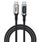Resim Bix Type-C to Type-C 240W 480 Mbps E-Marker Çip Dijital Ekran Göstergeli Örgülü Şarj ve Data Kablosu 1 M 