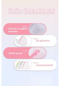Resim Sütyen Yıkama Topu 3 Adet Fermuarlı Kumaş Sütyen Koruyucu Yıkama Aparatı Kabı Valiz Düzenleyici Tr Diğer 