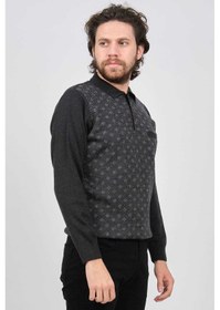 Resim Çizgi Triko Erkek Cep Detaylı Polo Yaka Desenli Kazak 42544226 Melanj Lacivert Melanj Lacivert Lacivert Melanj 