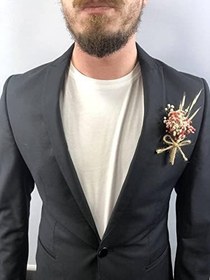 Resim Kırmızı Krem Cipsolu Damat Yaka Çiçeği 5 Adet 