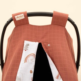 Resim Puset Örtüsü - Çift Taraflı - Koyu Kiremit Muslin - Kahverengi Gökkuşağı 