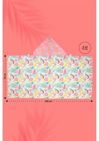 Resim Kapşonlu Çocuk Plaj Havlusu Flower Fruit Somon 