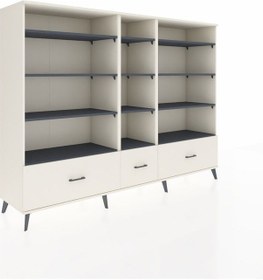 Resim Hyperion Dolap 12 Raflı 3 Çekmeceli 220x44x163 Aytaşı-antrasit/a Aytaşı-antrasit/aytaşı 