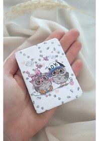 Resim Ayna Cep Aynası Baykuş Model Makyaj Çanta Seyahat Taşınabilir El Aynası Çok Renkli 