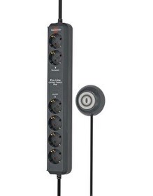 Resim Brennenstuhl Eco Line Comfort Serisi Fonksiyonel Güvenlik Anahtarlı 6 Soketli 1,5 Metre Uzatma Siyah Priz 