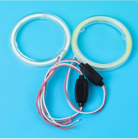 Resim 70 Mm-2 Adet Araba Cob Melek Gözü Led Beyaz Işık Araba Motosiklet Far Daire Halka Diyafram Lambası 12-24 V Şekil 