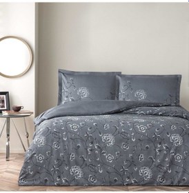 Resim Taç Violatte Saten Çift Kişilik Nevresim Takımı Antrasit 000000001000047751 