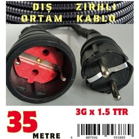 Resim 35 Metre Dış Ortam Spiral Zırhlı Uzatma Kablosu - G3x1.5 Kablo Kesiti 35 Metre 