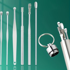 Resim 6 adet Paslanmaz Çelik Kulak Temizleme Aracı Seti, Hipoalerjenik Kulak Kaşıkları, Günlük Cilt Bakımı için Unisex Yetişkin Kulak Temizleme Kiti, Spiral Kulak Kiri Temizleme Aksesuarları 