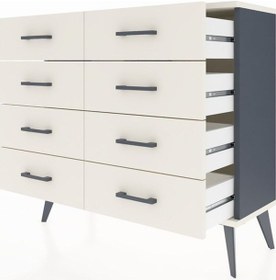 Resim Arges Şifonyer 8 Çekmeceli 88x30x80 Antrasit-aytaşı Aytaşı 