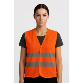 Resim Altınmakas Reflektörlü Fosforlu Turuncu Iş Güvenliği Işçi Yeleği 