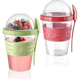 Resim Pazariz 2'li Lüks Kapaklı Kaşıklı Hazneli Yoğurt Kabı - One Size 