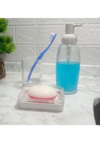 Resim 3 Lü Banyo Seti Beyaz Cam 20x20x10cm Diğer 