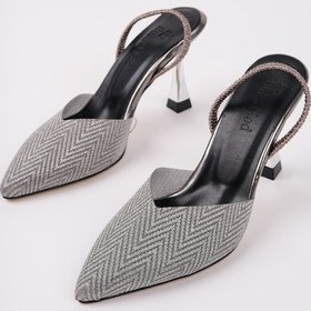 Resim Bulutmod Ba04567 Siyah Kadın Pul Simli Şeffaf Lastikli Abiye 9 Cm Topuklu Ayakkabı Siyah 