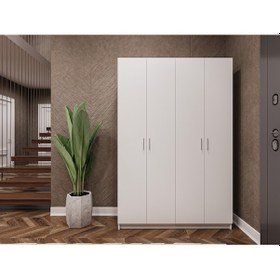 Resim %100 Mdflam Vestiyer & Portmanto V-08 120cm Beyaz 