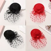 Resim 1 adet Zarif Bohem Retro Gelin Saç Tokası - Polka Desenli Şık Fileli Şapka, Akşam Elbiseleri, Sahne Fotoğrafçılıkları ve Düğün Törenleri için Mükemmel, Polyester, Elde Yıkanmalıdır 