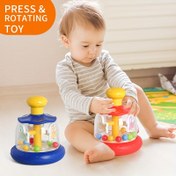 Resim Renkli Dönen At Oyuncak Bas & Döndür Eylemi - Çocuklar için Eğitici Kubbe Oyuncağı, Mavi & Kırmızı, Küçük Çocuklar için Eğlenceli Erken Öğrenme Aktivitesi, Pil Gerekmez, Güvenli Plastik Yapı 