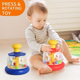 Resim Renkli Dönen At Oyuncak Bas & Döndür Eylemi - Çocuklar için Eğitici Kubbe Oyuncağı, Mavi & Kırmızı, Küçük Çocuklar için Eğlenceli Erken Öğrenme Aktivitesi, Pil Gerekmez, Güvenli Plastik Yapı 