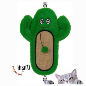 Resim Miyav Kedi Tırmalama Matı Peluş Kaktüs Oyuncak 