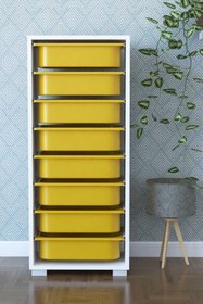 Resim Remaks 8 Sepetli Oyuncak Dolabı Çok Amaçlı Dolap - Sarı 