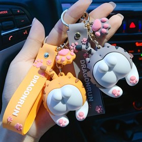Resim Şirin Korgi ve Kedi Popo Anahtarlık Seti, 1-Pack PVC Anahtarlık, Eğlenceli Hayvan Deri Çantası ve Kişisel Aksesuarlar için Şık Novelty Hediye 