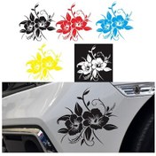 Resim Sones D-798 Çiçek Desenli Araba Modifiyeli Dekoratif Etiket Mavi 