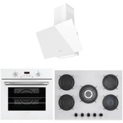 Resim LANOVA Crystal 3207W01 - G17402-106 - 3220W6 5'li Beyaz Cam Ankastre Set 