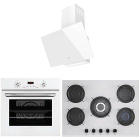 Resim LANOVA Crystal 3207W01 - G17402-106 - 3220W6 5'li Beyaz Cam Ankastre Set 