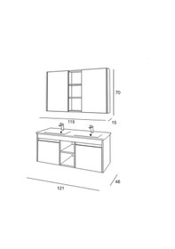 Resim Denko Twin 120 Cm Mdf Beyaz Banyo Dolabı Takımı Beyaz 