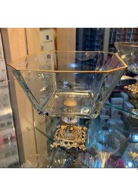 Resim Atabey Home Metal Döküm Ayaklı Gold Detaylı Salata Kasesi Lav Krn299 