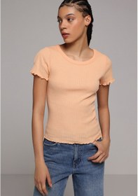 Resim Colin's Colins Slim Fit Yuvarlak Yaka Düz Kadın Kısa Kol Tişört Cl1078306 Q1.v2 Apc Turuncu 
