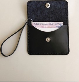 Resim Luna Luster Hakiki Deri Minimal Tasarım Unisex Siyah Kartlık & Cüzdan SİYAH 
