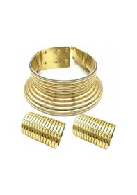 Resim Ulzyvf Takı Takı Setleri Seti Parti Kolye Kolye İki Gerdanlık El Düğün Bileklik Altın Afrika Abartılı İb 