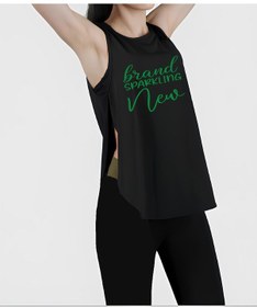 Resim Siyah Yırtmaçlı Brand Sparkling New Spor Kadın Atlet Siyah 